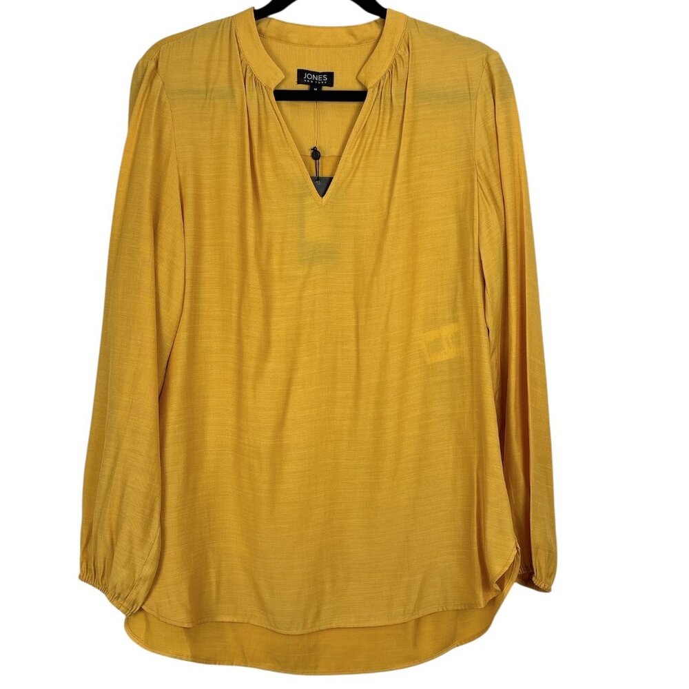 NWT Jones New York Blouse Women’s Medium Mustard Yellow V-Neck Long Sleeve